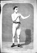 Antique Old Print 1864 Jerry Hawkes Famous Light-Weight Pugilist Sport Man 19th