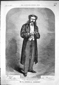 Old Antique Print 1864 Portrait Mr E.A. Southern Dundreary Theatre Actor 19th