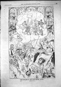 Original Old Antique Print 1864 Dream Pantomime Critic Theatre Actors Victorian