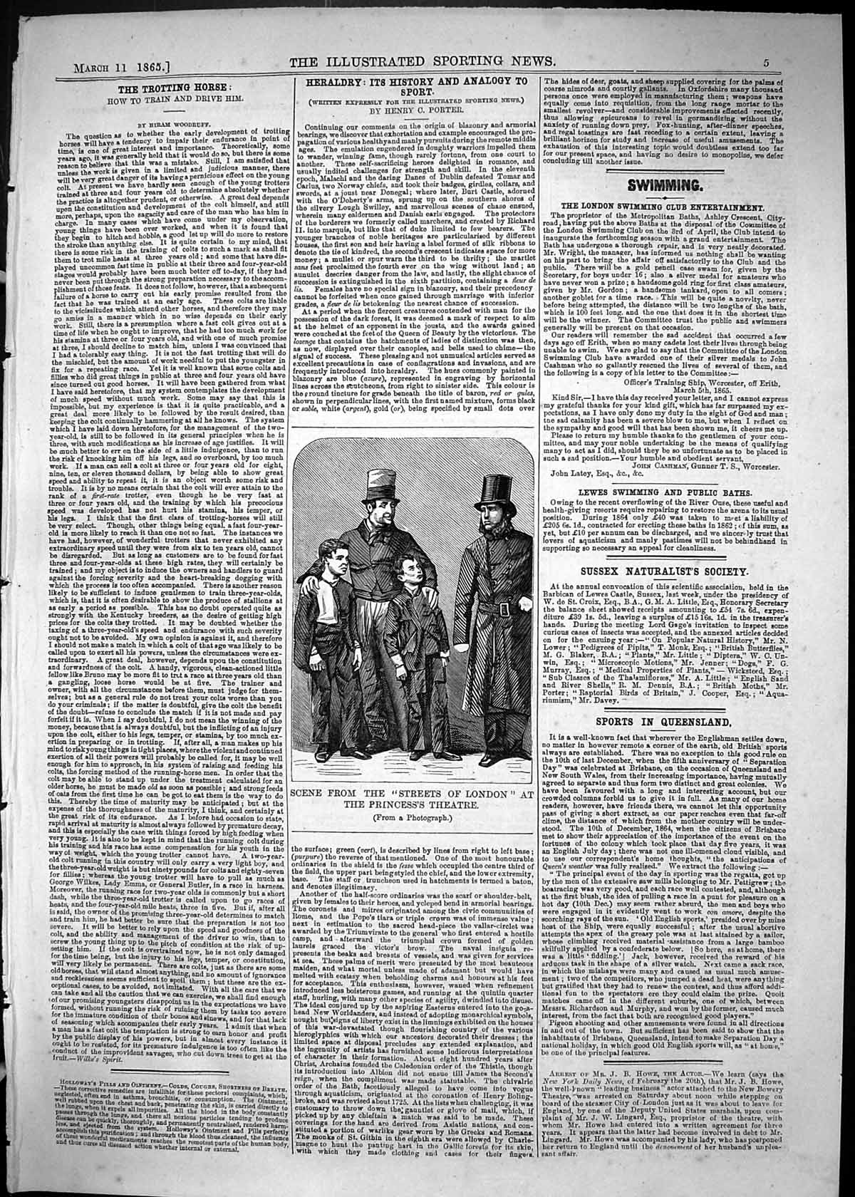 Original Old Antique Print 1865 Scene Streets London Princess'S Theatre Actors