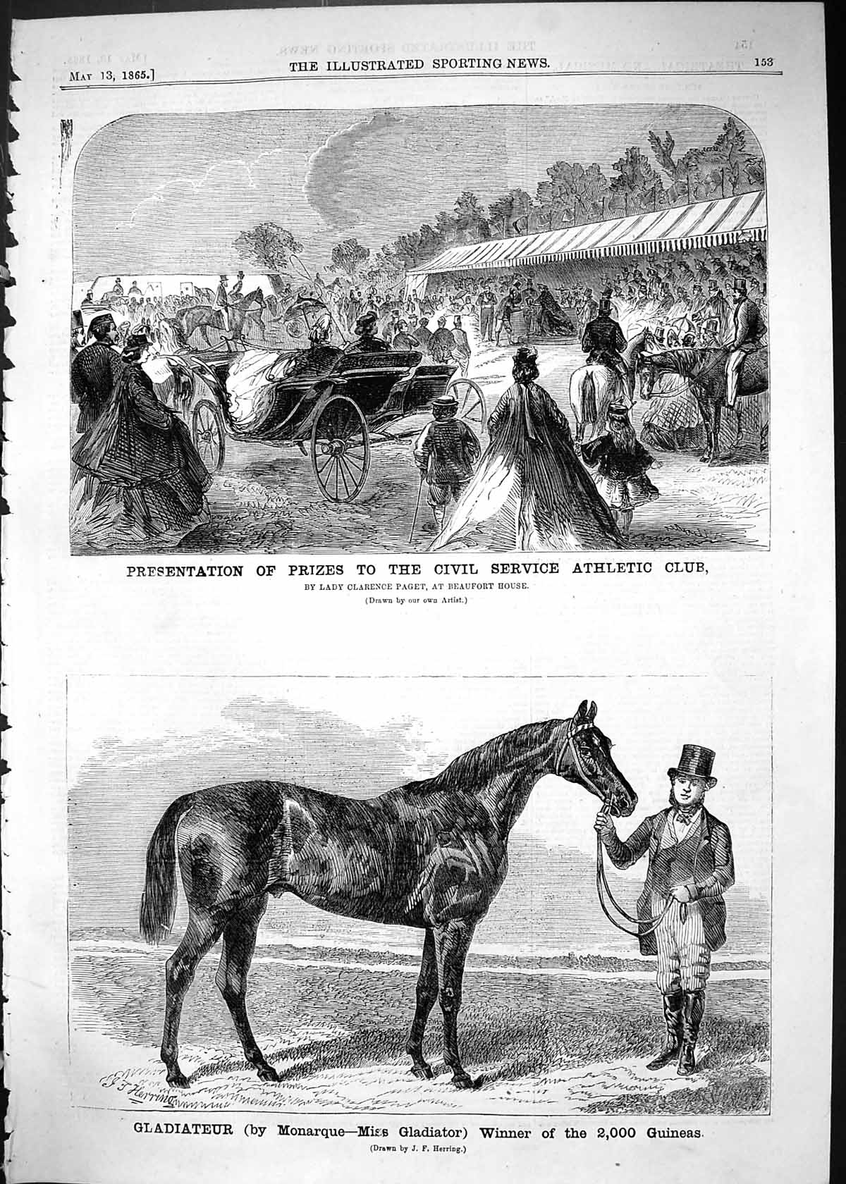 Old 1865 Gladiateur Horse Civil Service Athletic Club Prizes Lady Pag Victorian