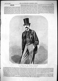 Original Old Antique Print 1865 Portrait Byron Eminent Dramatist Man Victorian
