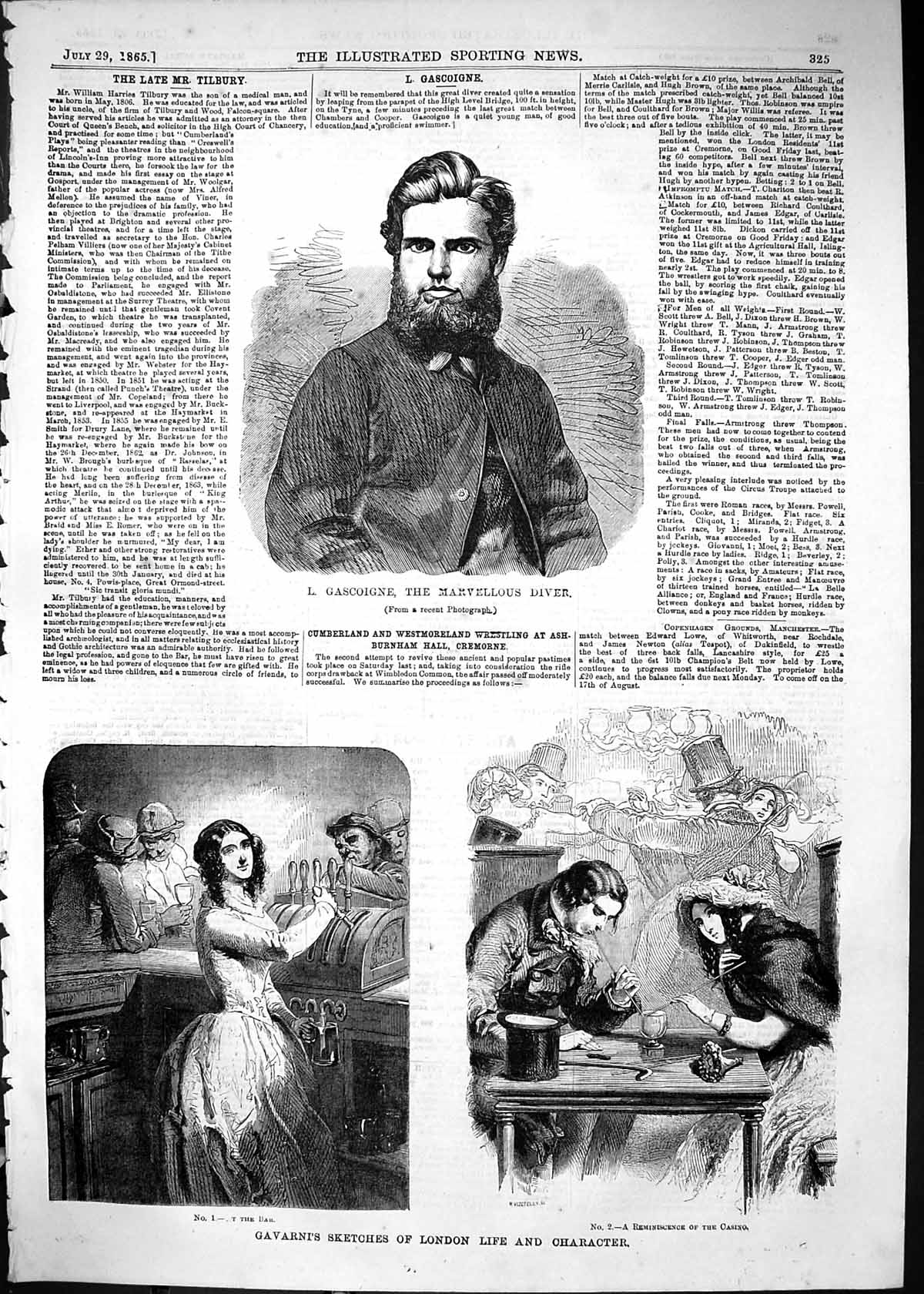 Old 1865 Gascoigne Marvellous Diver Gavarni London Life Sketches Bar Victorian