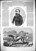 Old Print 1865 Mr Arthur Sketchley Entertainer Pointer Hunting Dog Sport 19th