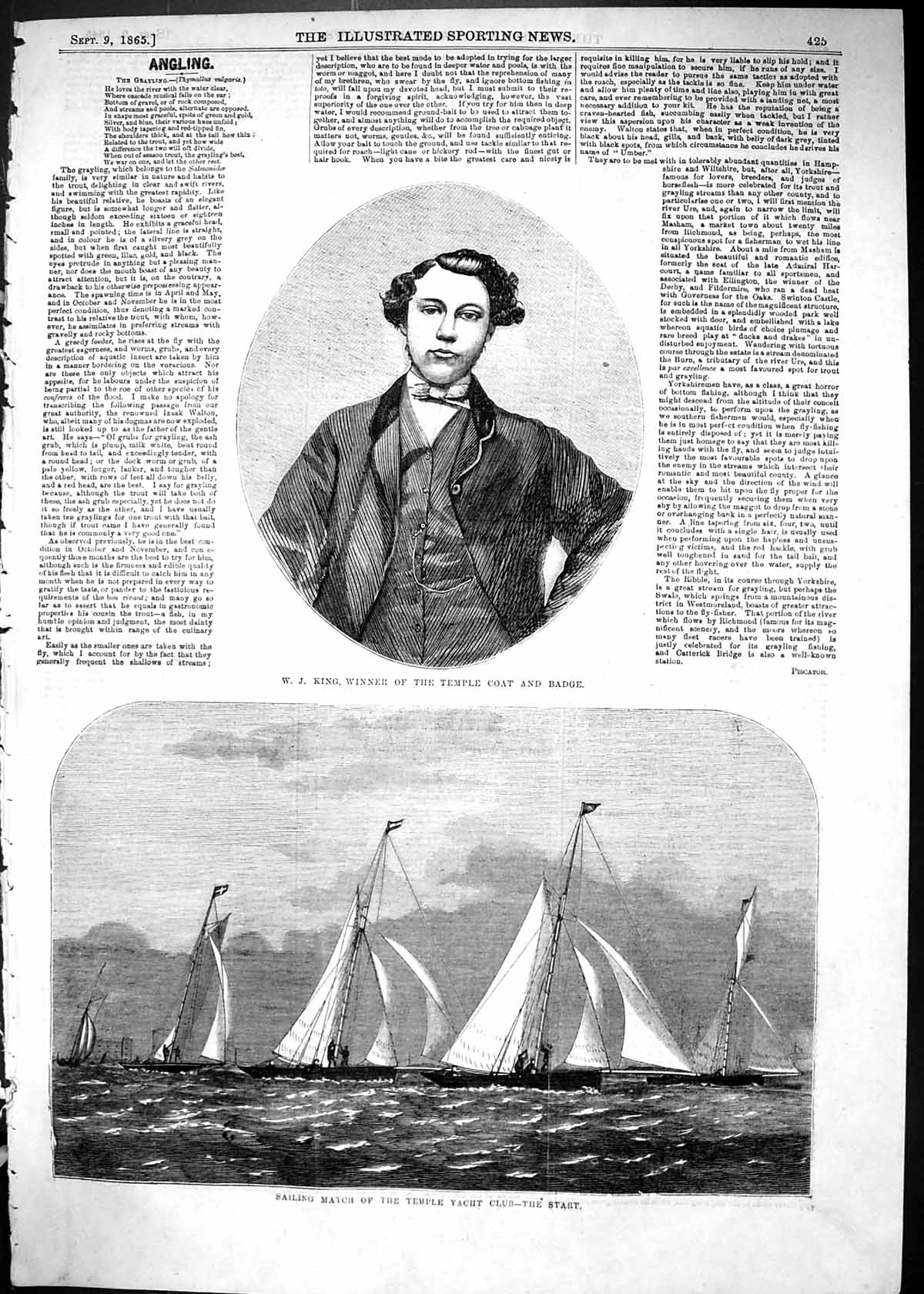 Old 1865 King Winner Temple Coat Badge Sailing Match Yacht Club Sport Victorian