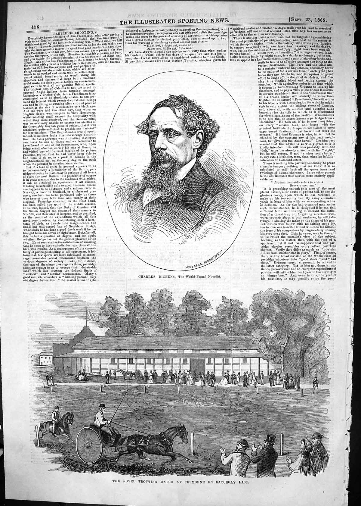 Old 1865 Charles Dickens Novelist Novel Trotting Match Cremorne Horse Victorian