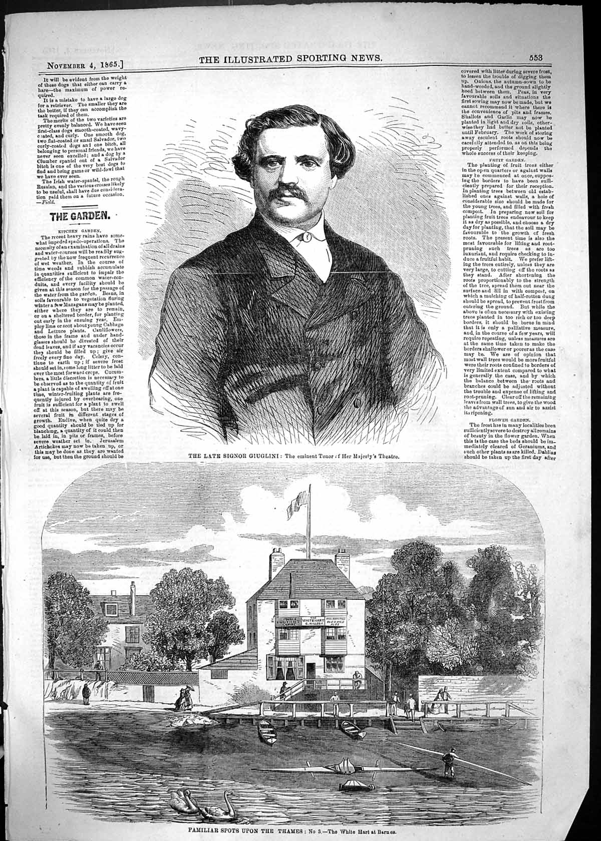 Old 1865 Signor Guiglini Tenor Majesty'S Theatre White Hart Barnes Th Victorian