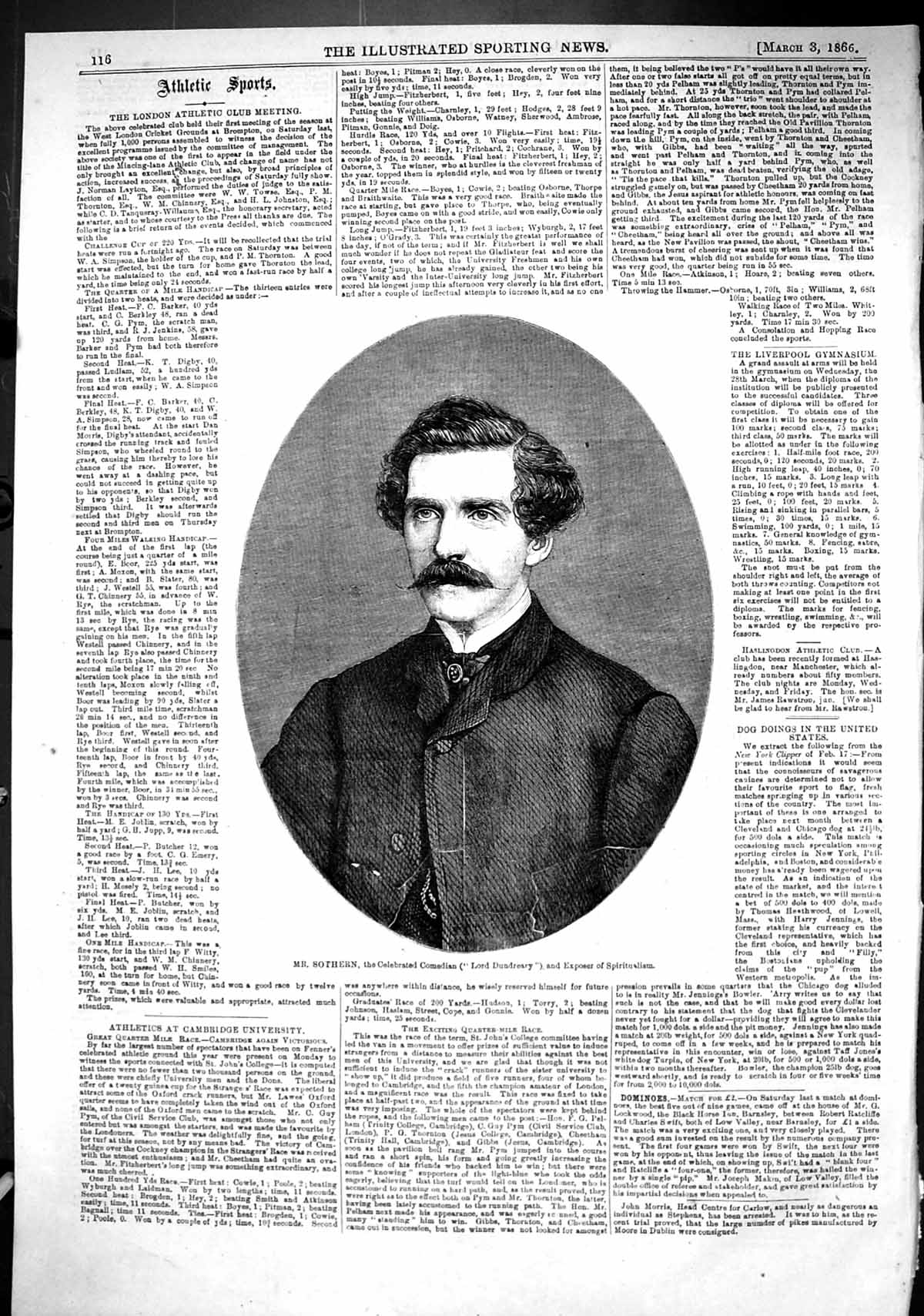Old 1866 Mr Sothern Celebrated Comedian Lord Dundreary Exposer Spirit Victorian