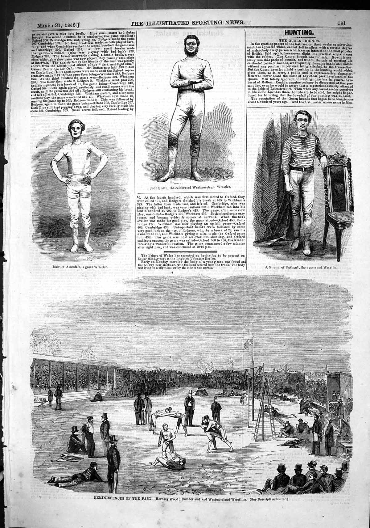 Old 1866 Blair Allendale Wrestler John Smith Strong Hornsey Cumberlan Victorian