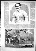 Old Print 1866 Portrait Ault Sculler Great North Country Game Nurr Spell 19th