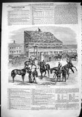 Old Print 1866 Grand Stand Chester Spectators Horse Racing Sport Jockeys 19th