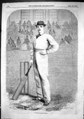 Original Old Antique Print 1866 Portrait Daft Well-Know Cricketer Sport Man
