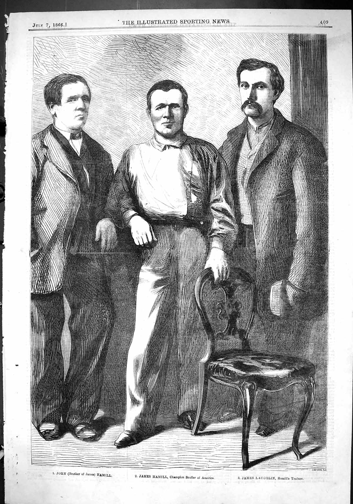 Old 1866 James Hamill Champion Sculler America Laughlin Trainer John Victorian