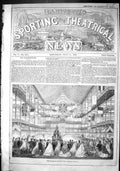 Original Old Antique Print 1866 Dramatic Fete Crystal Palace Flags Victorian