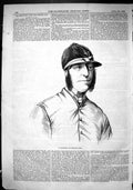 Original Old Antique Print 1866 Portrait Aldcroft Well-Known Jockey Sport Man