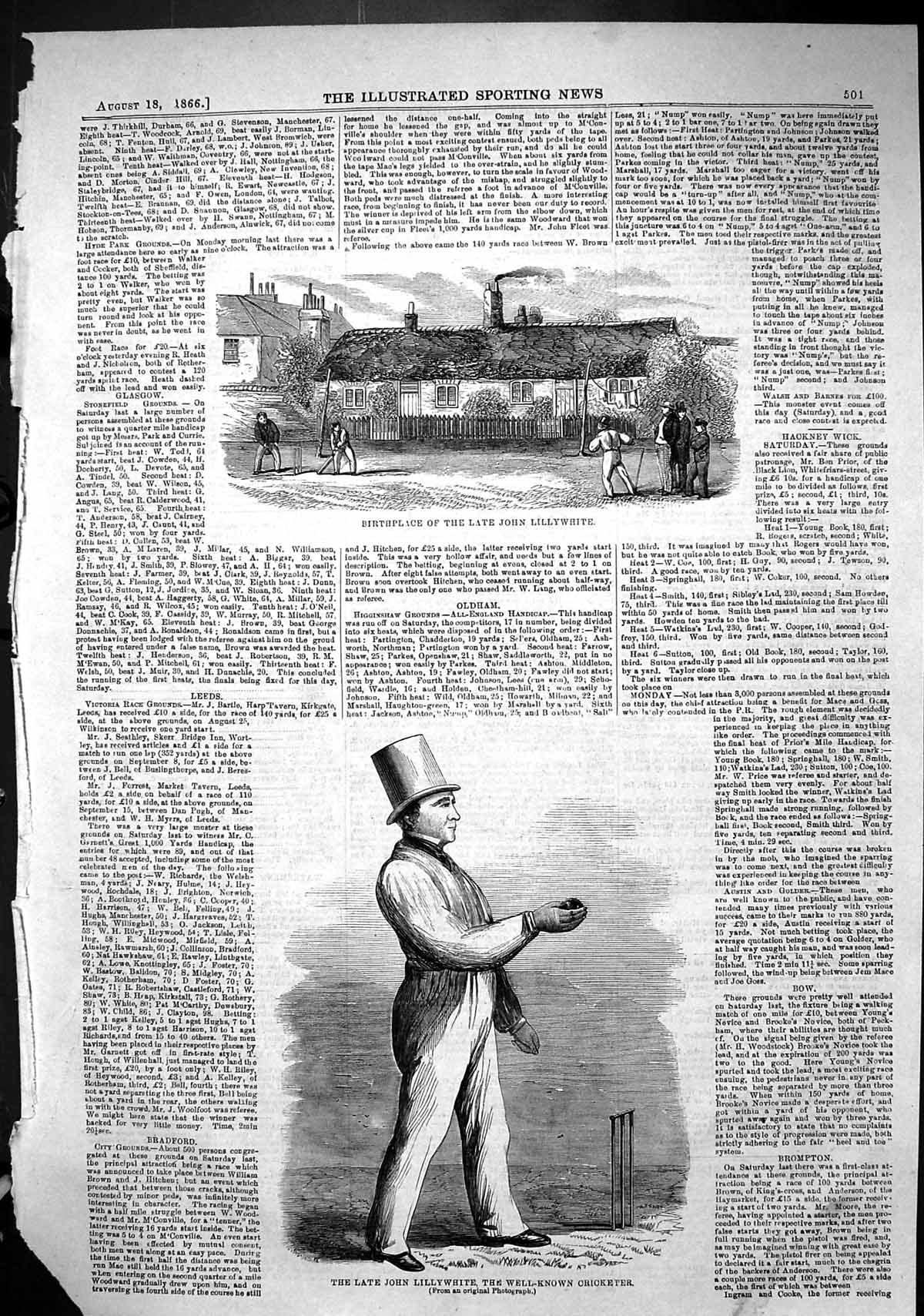 Old 1866 Birthplace John Lillywhite Well-Known Cricketer Sport Man Cr Victorian
