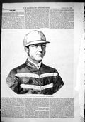 Old Antique Print 1866 Portrait James Goater Jockey Sport Mason Brighton 19th