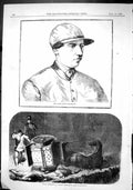 Antique Old Print 1866 Portrait Harry Grimshaw Fatal Accident Cambridge Horse