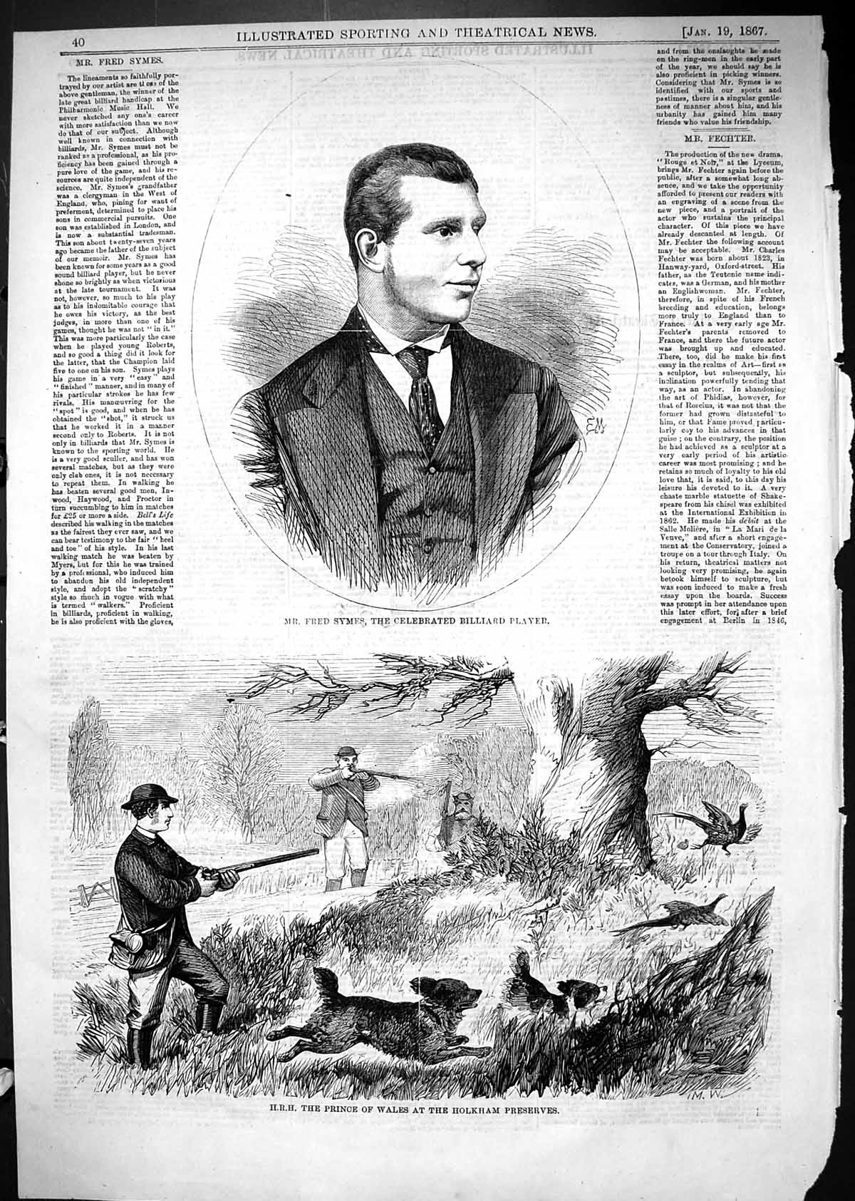 Old 1867 Mr Fred Symes Billiard Player Prince Wales Holkham Preserves Victorian
