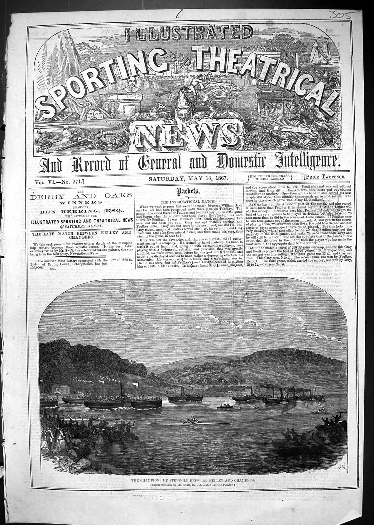 Old 1867 Championship Struggle Between Kelley Chambers Boat Race Spor Victorian
