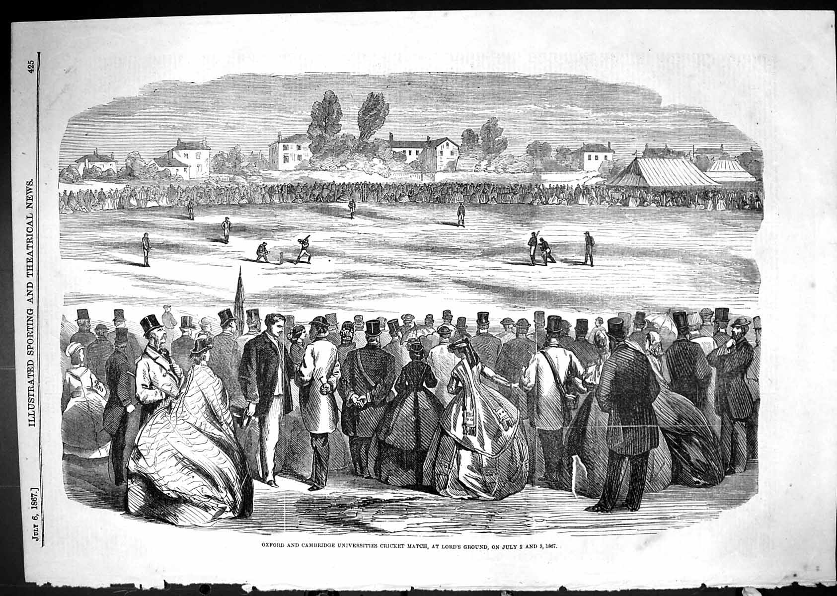 Old 1867 Oxford Cambridge University Cricket Match Lords Ground Sport Victorian