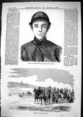Old 1867 Charles Carroll Well-Know Jockey Hare Coursing Sport Hounds Victorian