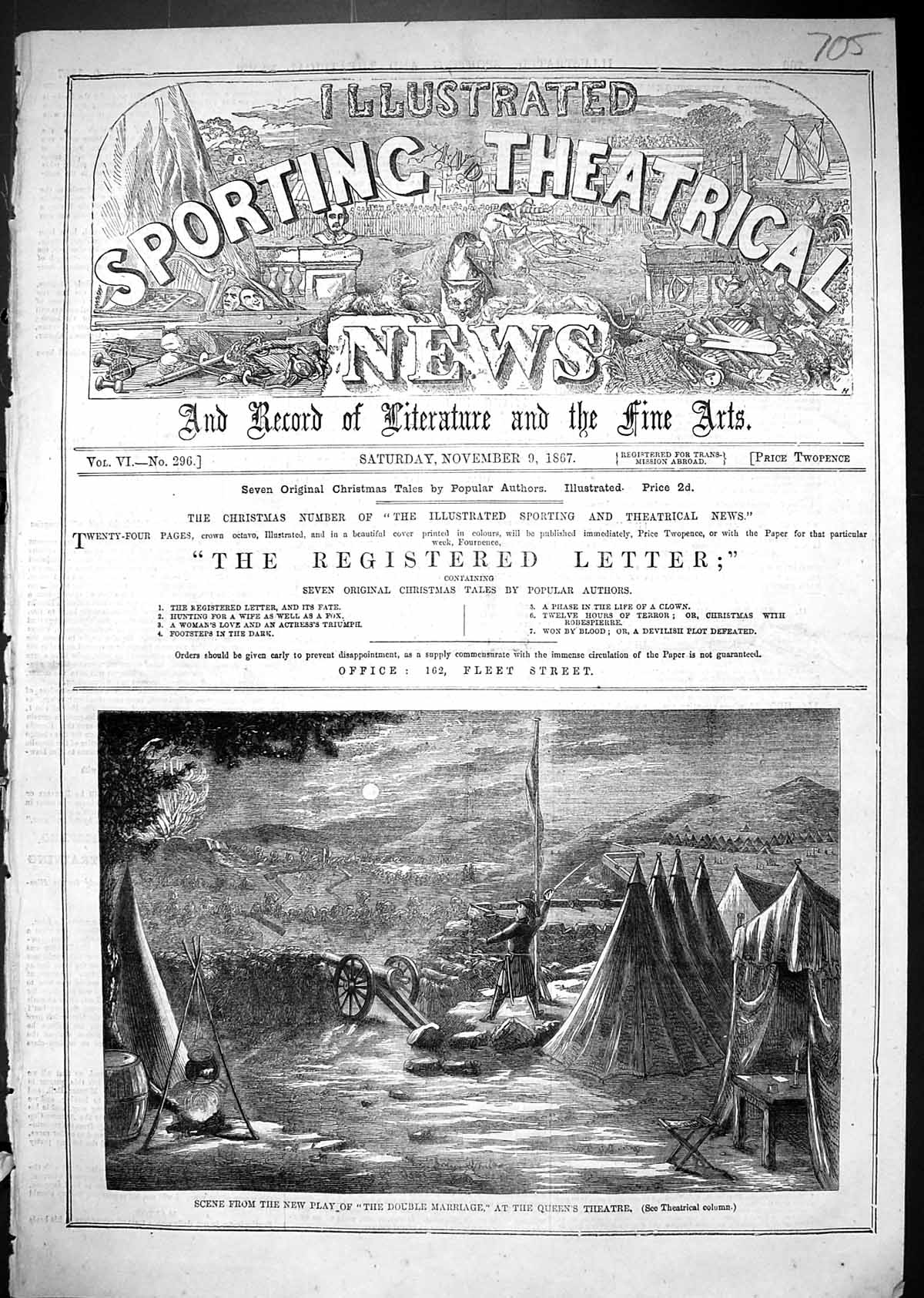 Original Old Antique Print 1867 Scene New Play Double Marriage Queen'S Theatre