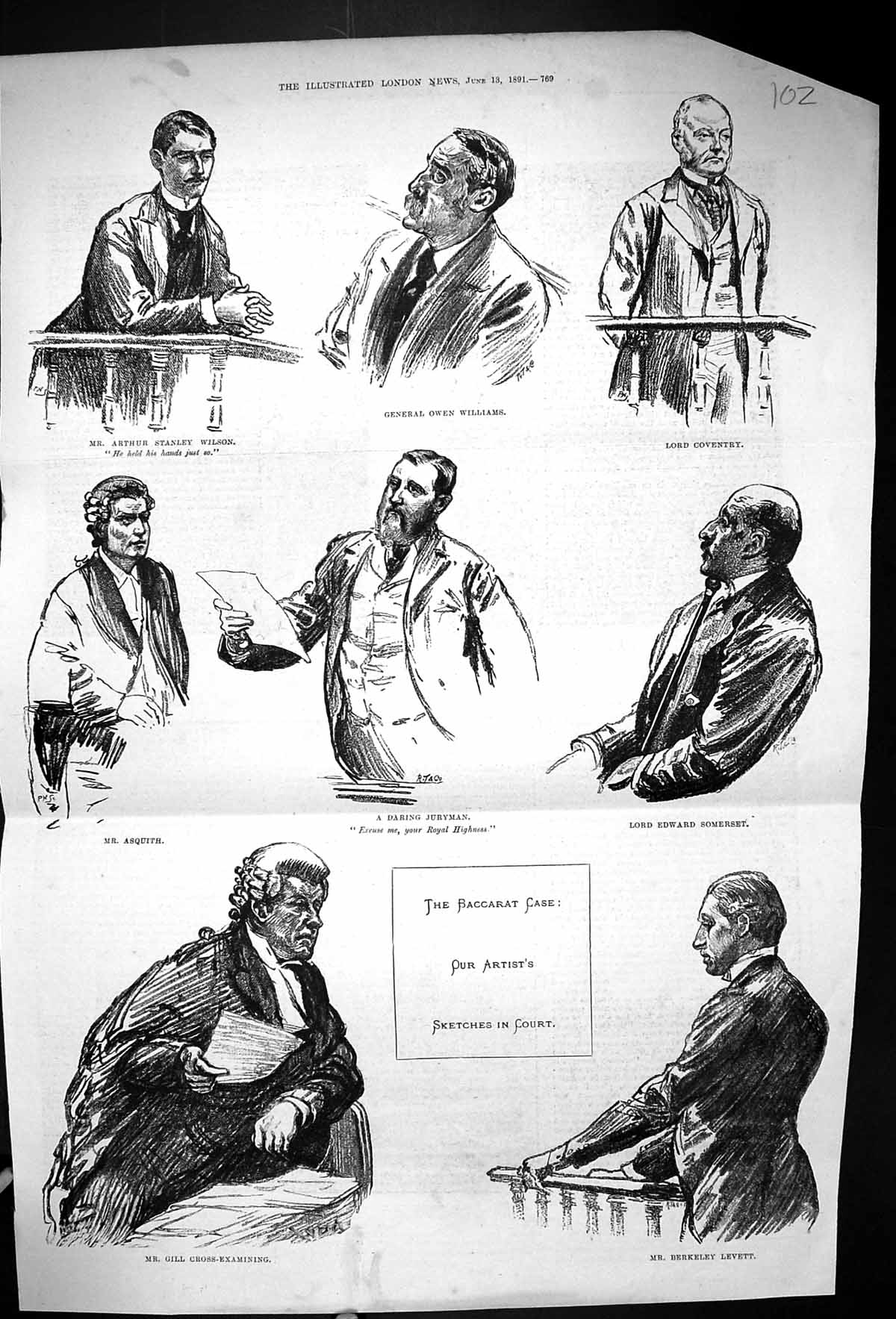 Old 1891 Baccarat Court Case Williams Coventry Somerset Asquith Gill Victorian