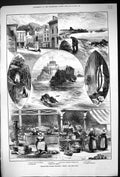 Old Print 1880 Whitsuntide Holiday Jersey Mont Orgueil Helier Fishmarket 19th