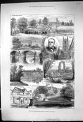 Old Print Derby Show Mayor All Saints Church Haddon Hall Chatsworth 1881 19th
