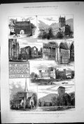 Old 1881 Malvern Eastnor Castle Abbey Leahamton Church Tewkesbury Tom Victorian