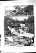 Antique Print 1887 GMining Merionethshire Wales Mill Gwyn-Fynnidd Mawddach 19th