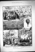 Antique Print 1882 Bradford Prince Wales Ascent Balloon Langtry Lister Park