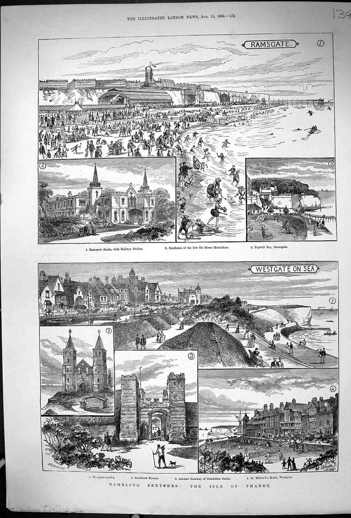 Old Isle Thanet Dandelion Castle Mildred'S Hotel 1885 Moses Monteflor Victorian