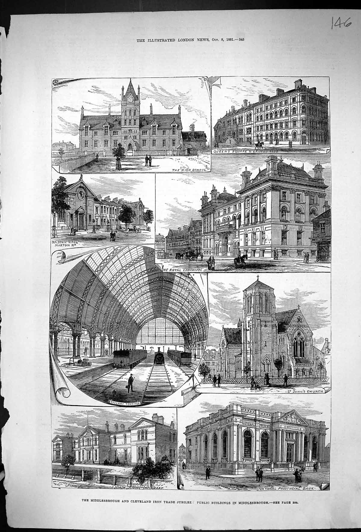Old 1881 Public Buildings Middlesborough Railway High School John'S C Victorian