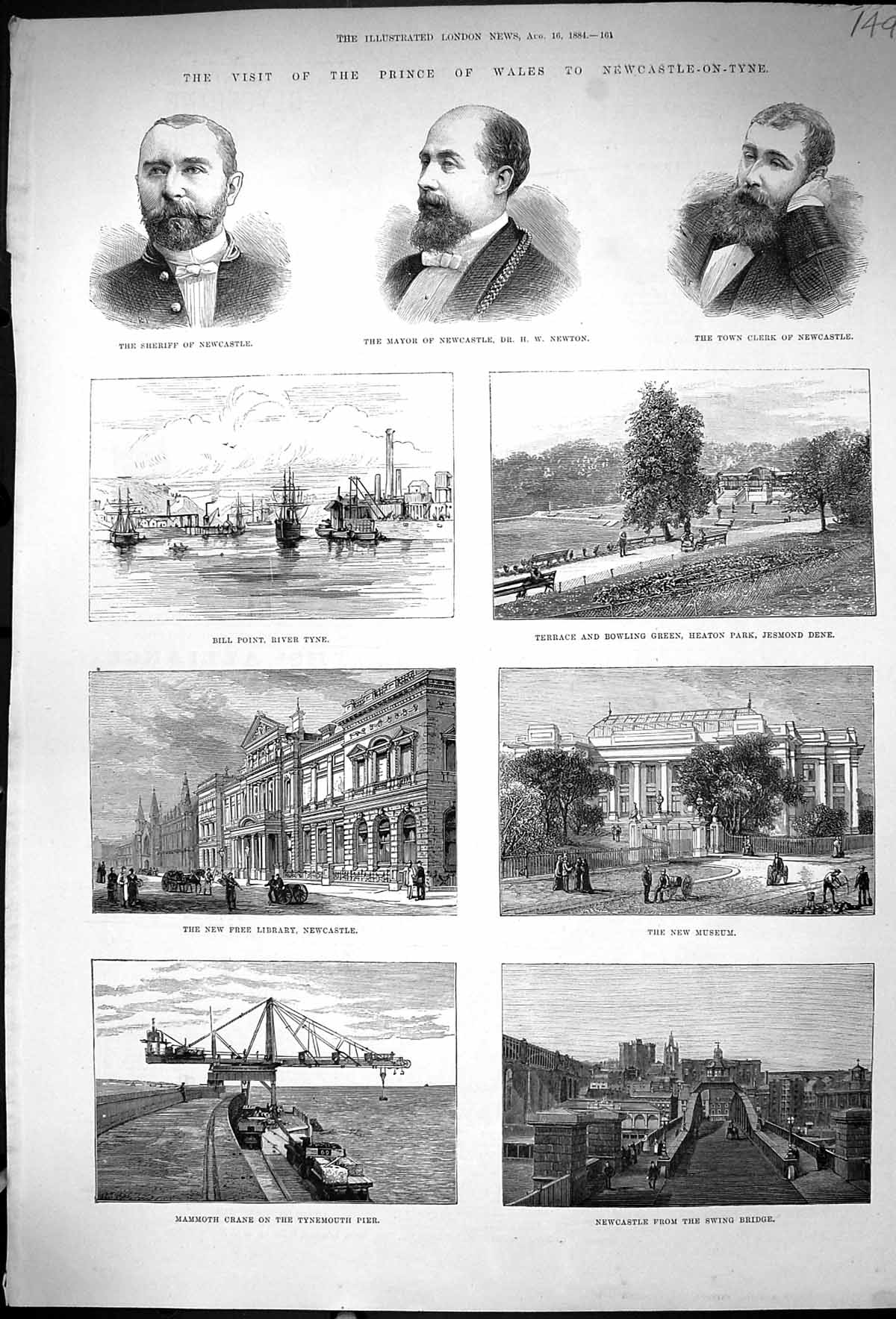 Old 1884 Sheriff Newcastle Mayor Newton Library Heaton Park Tynemouth Victorian