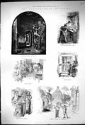 Antique Old Print 1884 Staffordshire Pottery Hovel Workshops Parian Figures