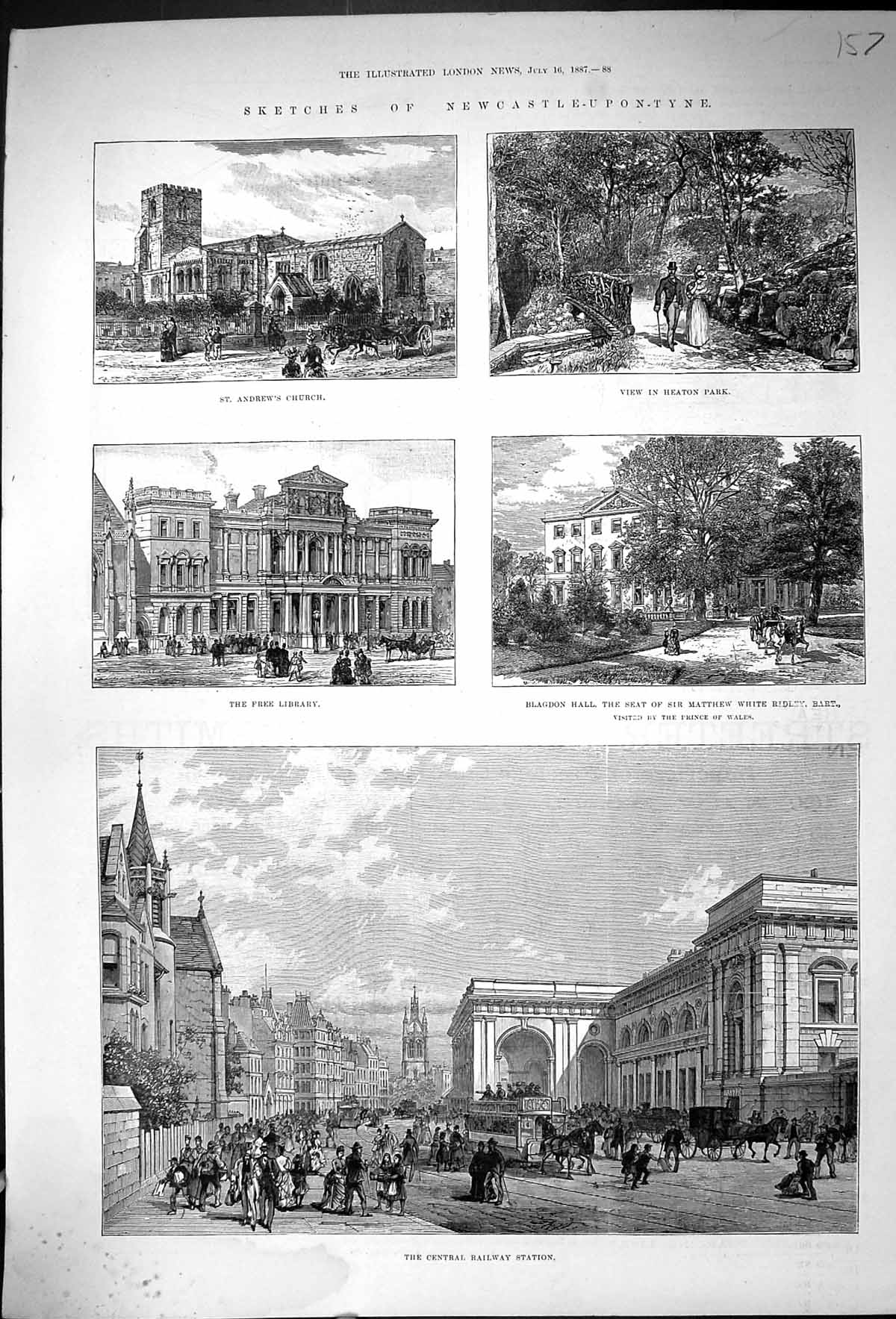 Old 1887 Central Railway Station Newcastle-Upon-Tyne Andrews Church B Victorian