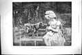 Original Old Antique Print Henry Tenre 1890 Presentation Young Woman Puppy Dogs