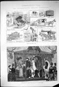 Antique Print 1884 International Fur Store Health Exhibition Chinese Court 19th