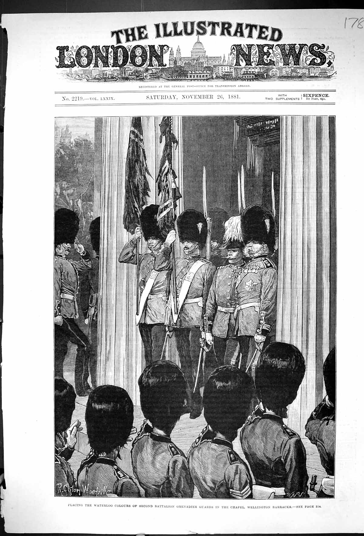 Old 1881 Placing Waterloo Colours Second Battalion Guards Chapel Well Victorian