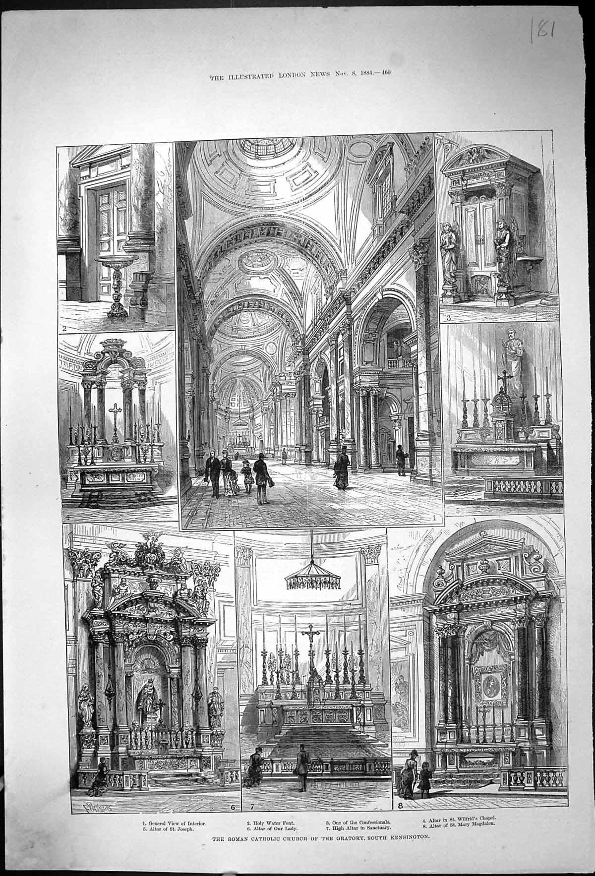 Old 1884 Roman Catholic Church Oratory Kensington Altar Joseph Mary M Victorian