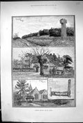 Old Print 1885 Abinger Surrey Church Evershed'S Rough Bishop Wilberforce 19th