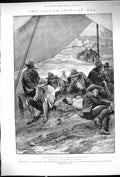 Old Print United States Army Cuba Spanish American Officers Tent War 1898 19th