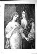 Original Old Antique Print 1894 Portrait Raphael Model Romance Man Lady 19th
