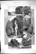 Antique Old Print 1887 Wilton House Private Gardens Lake England Architecture