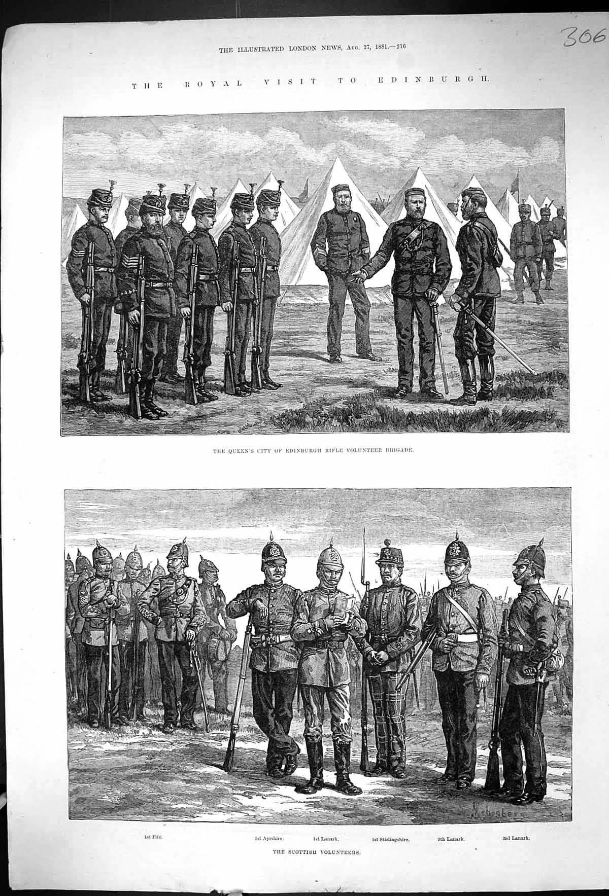 Old 1881 Royal Visit Edinburgh Scottish Volunteers War Fife Ayrshire Victorian
