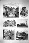 Old 1887 Newcastle-Upon-Tyne Keelmens Hospital Bewick Workshop Stephe Victorian
