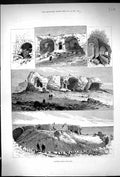 Original Old Antique Print 1882 Sandown Castle Deal Architecture Ruins 19th