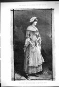 Original Old Antique Print 1881 Mrs Langtry Haymarket Theatre Stoops To Conquer